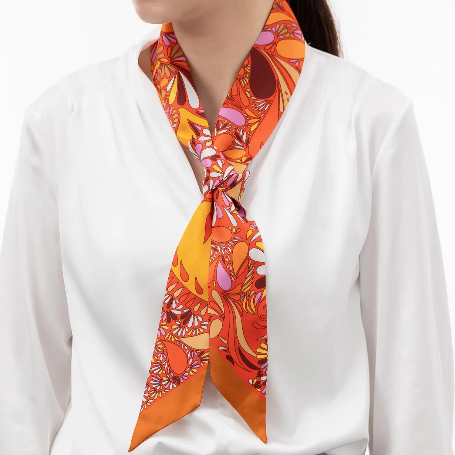 100% Mulberry Silk Scarf for Women Neck, Handbags,Bags, Purse, Hair Head Ribbon Skinny Scarf Silk Headband Scarf