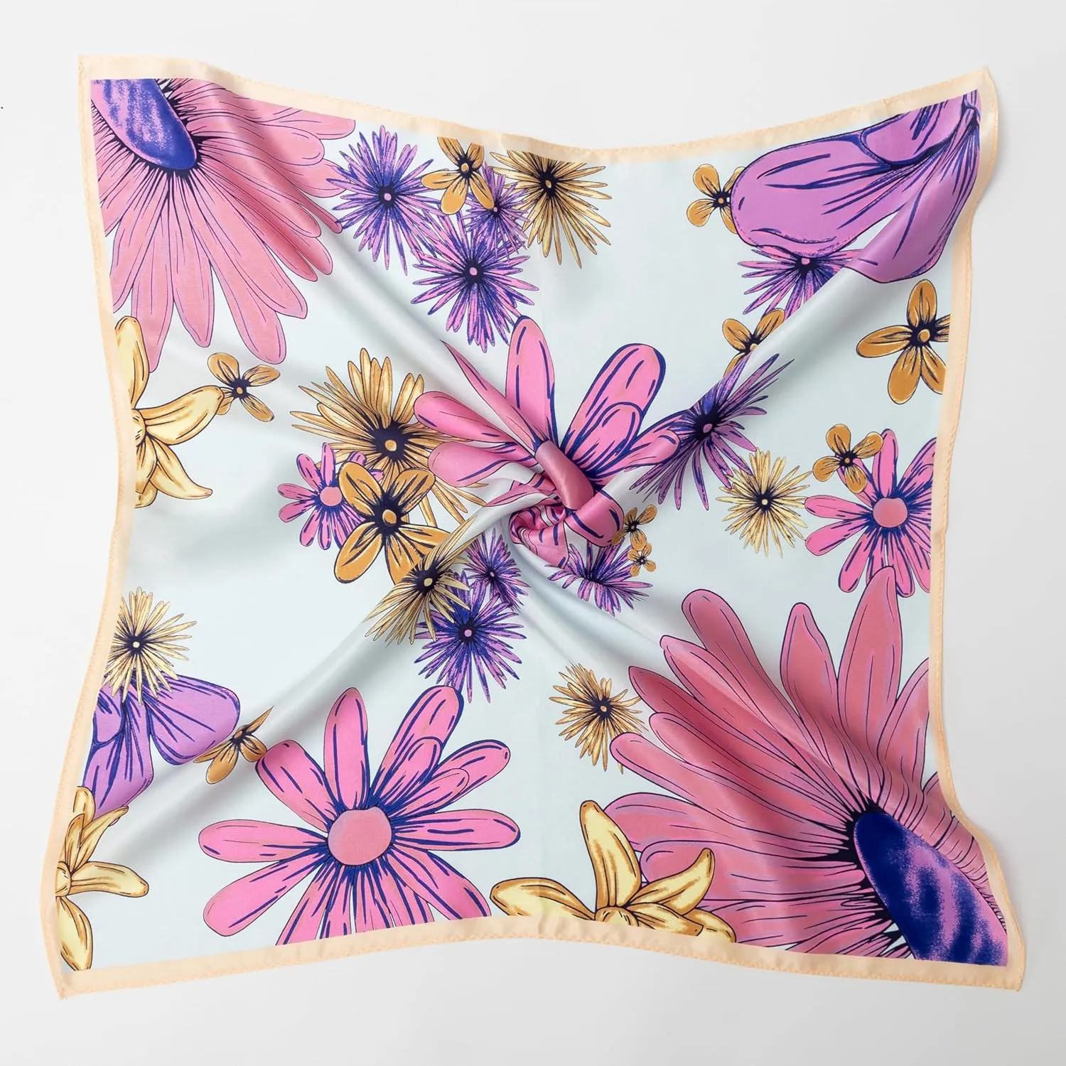 100% Mulberry Silk Scarf for Women, Small Square Satin Scarf for Neck Head Hair Handbag 21"x21"