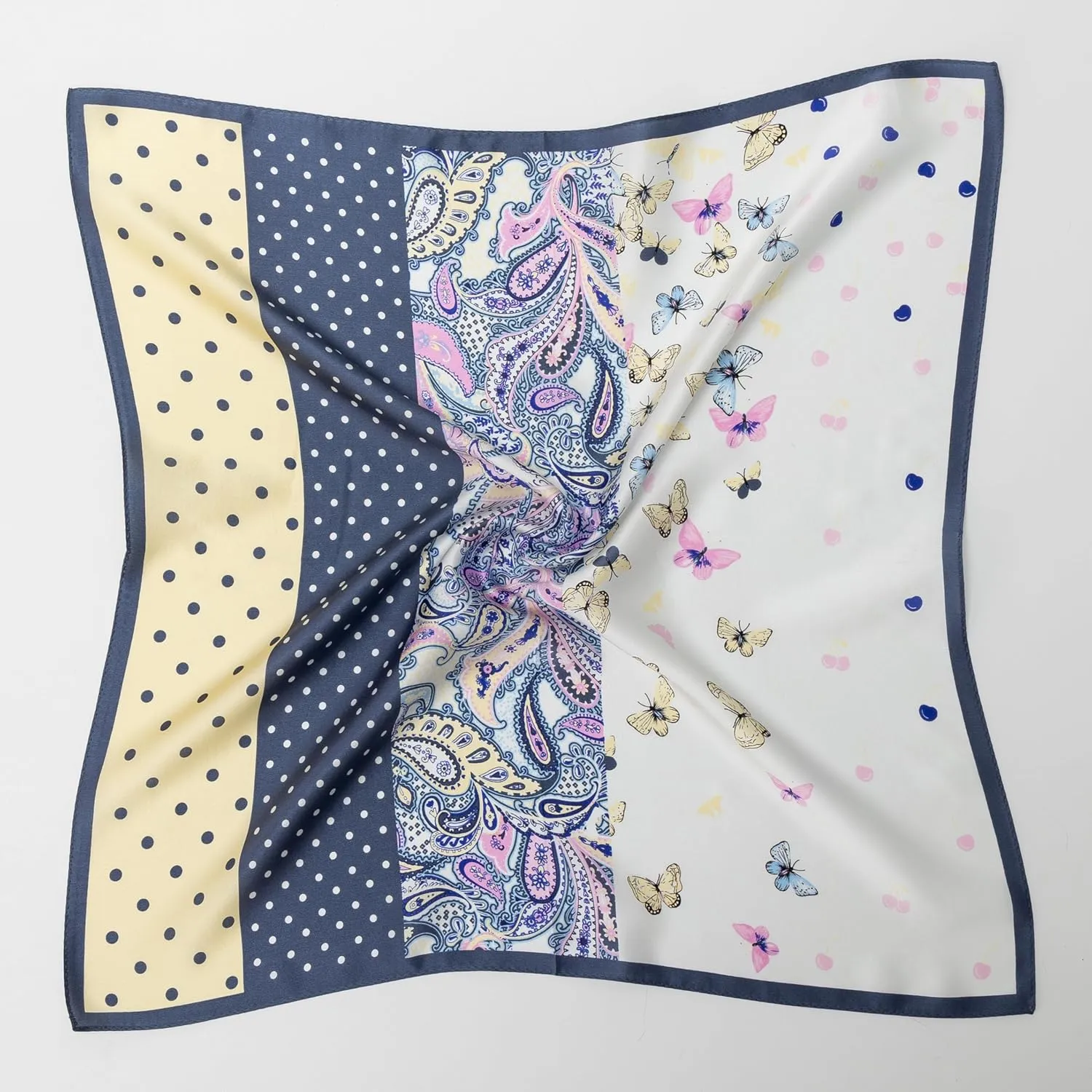 100% Mulberry Silk Scarf for Women, Small Square Satin Scarf for Neck Head Hair Handbag 21"x21"