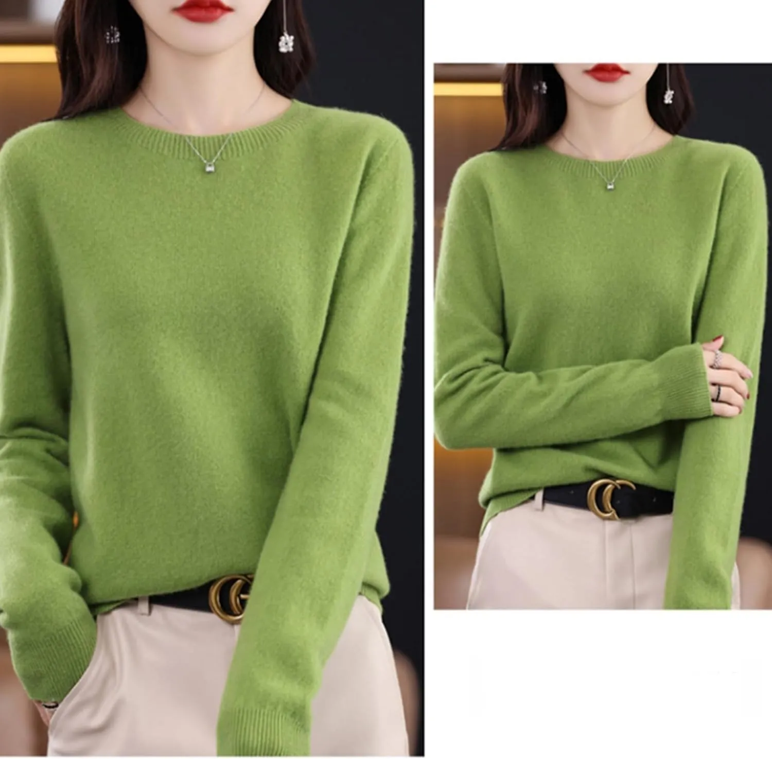 Cashmere Sweaters for Women, 2024 New Cashmere Long Sleeve Soft Pullover Sweater