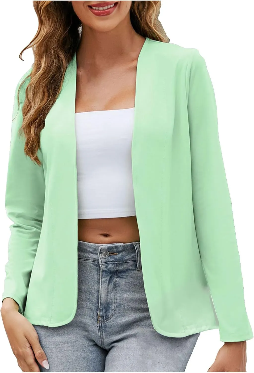 Casual Blazer for Women Lightweight Office Work Suit Jackets Long Sleeve Open Front Cardigan Fashion Outerwear