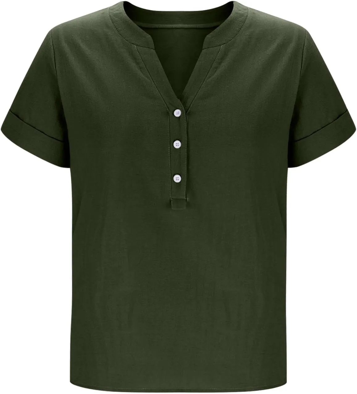 Cbcbtwo Womens Short Sleeve Linen Henley Tops 2025 V Neck Dressy Casual Loose Fit Shirts Summer Going Out Flowy Blouses