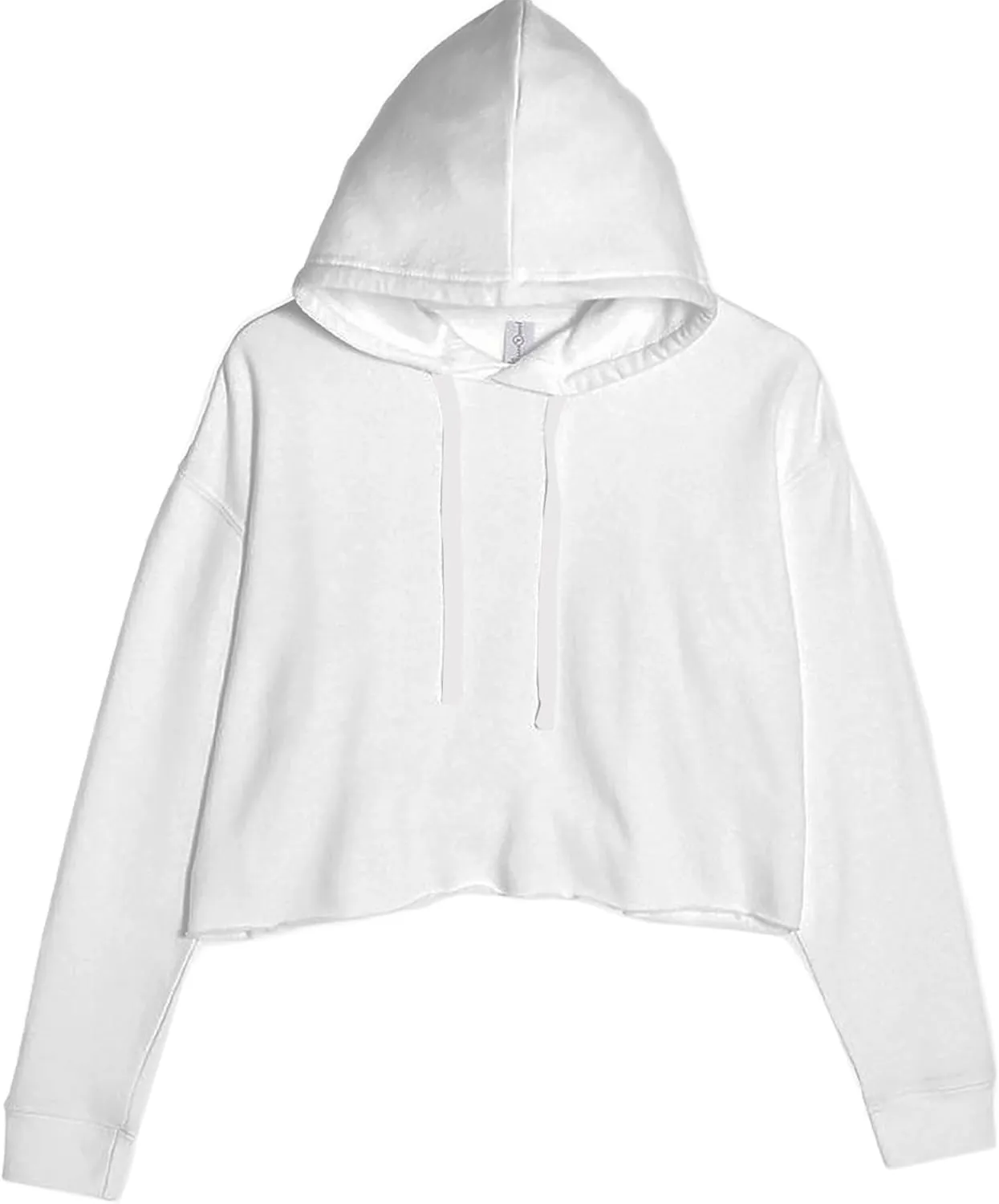 Cropped Fleece Hoodie Plain Blank Ladies Small White