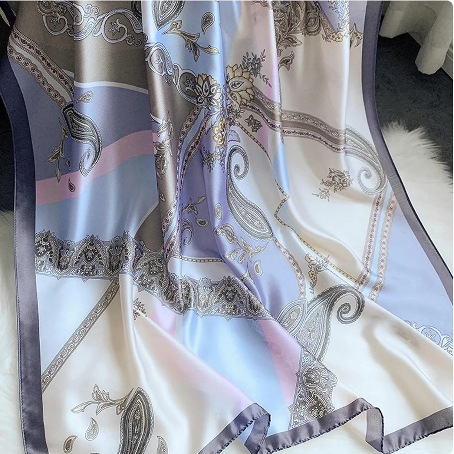 Fashion Scarves Scarf 100% Silk Feeling Scarf Silk Like Scarves Long Lightweight Sunscreen Shawls for Women