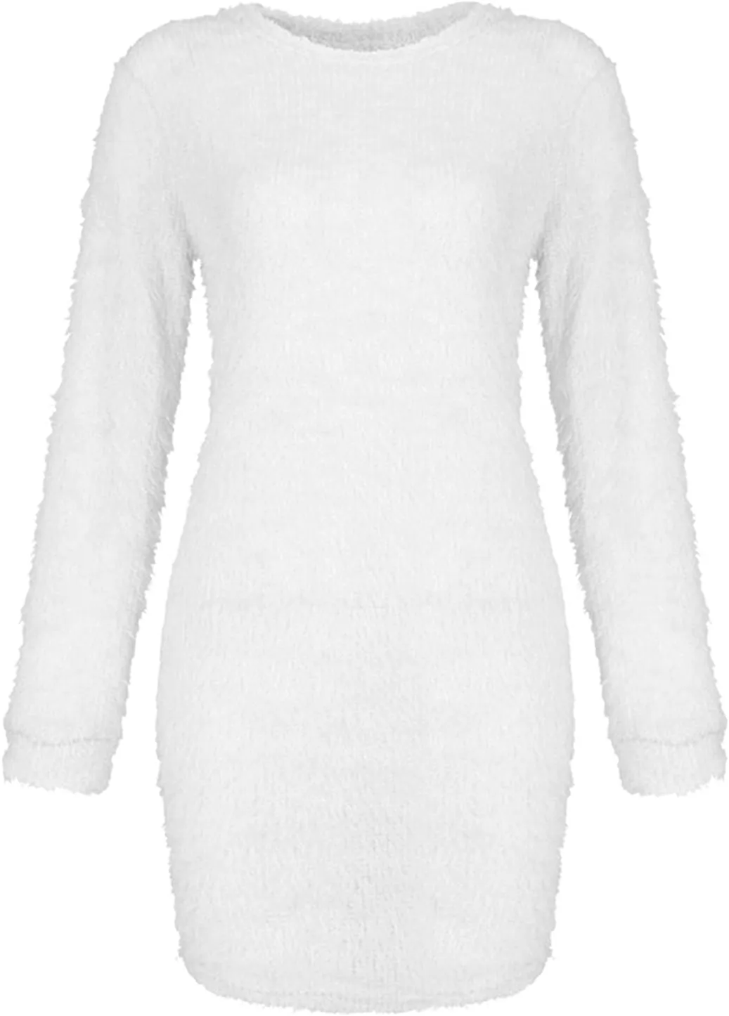 Furry Sweater Dress 2024 Women Fuzzy Fleece Sweatshirts Oversize Warm Winter Comfy Soft Plush Pullover Jumper Dresses