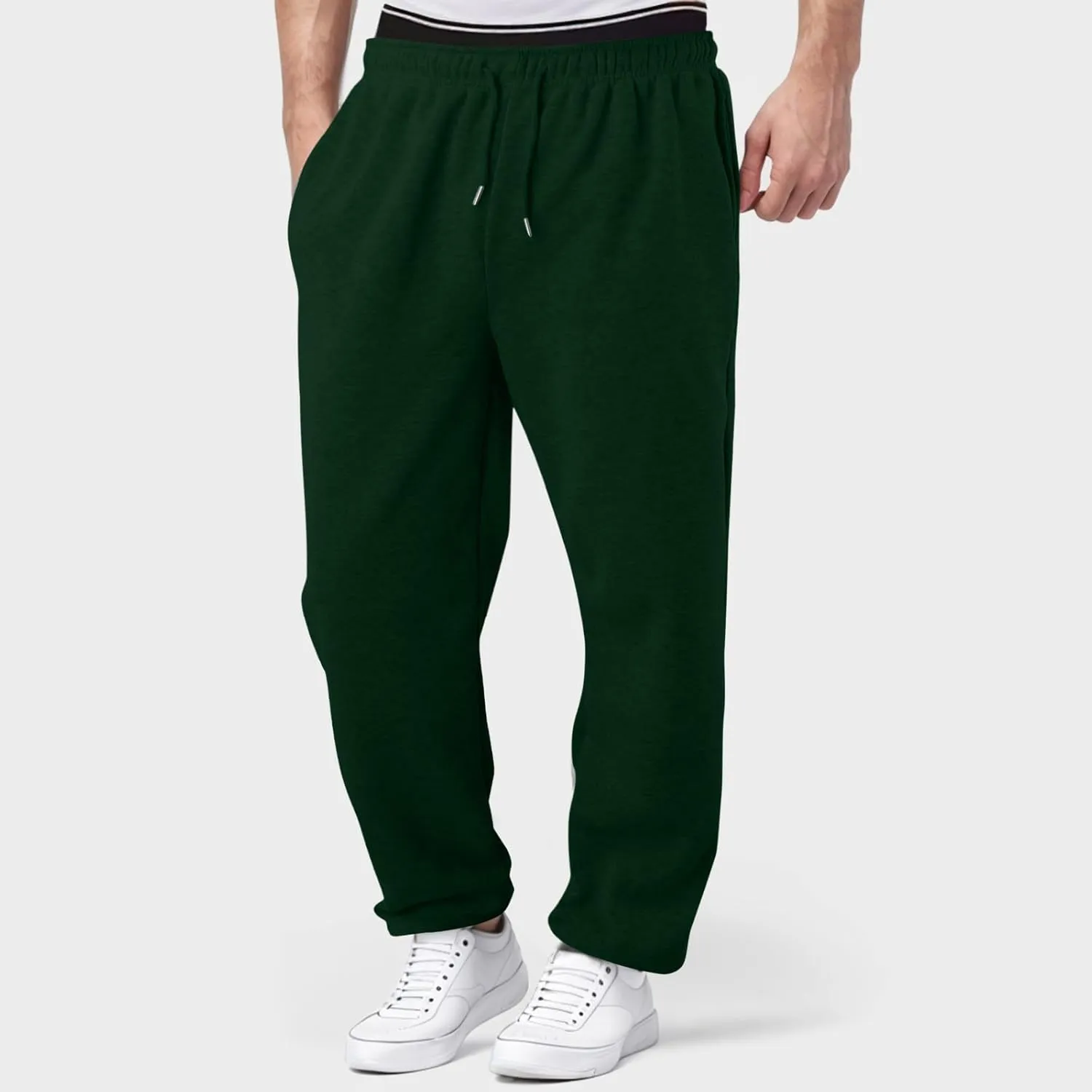 FZVYD Men's Sweatpants Athletic Lounge Pants Elastic Waist Drawstring Casual Joggers Relaxed Tapered Trousers with Pockets