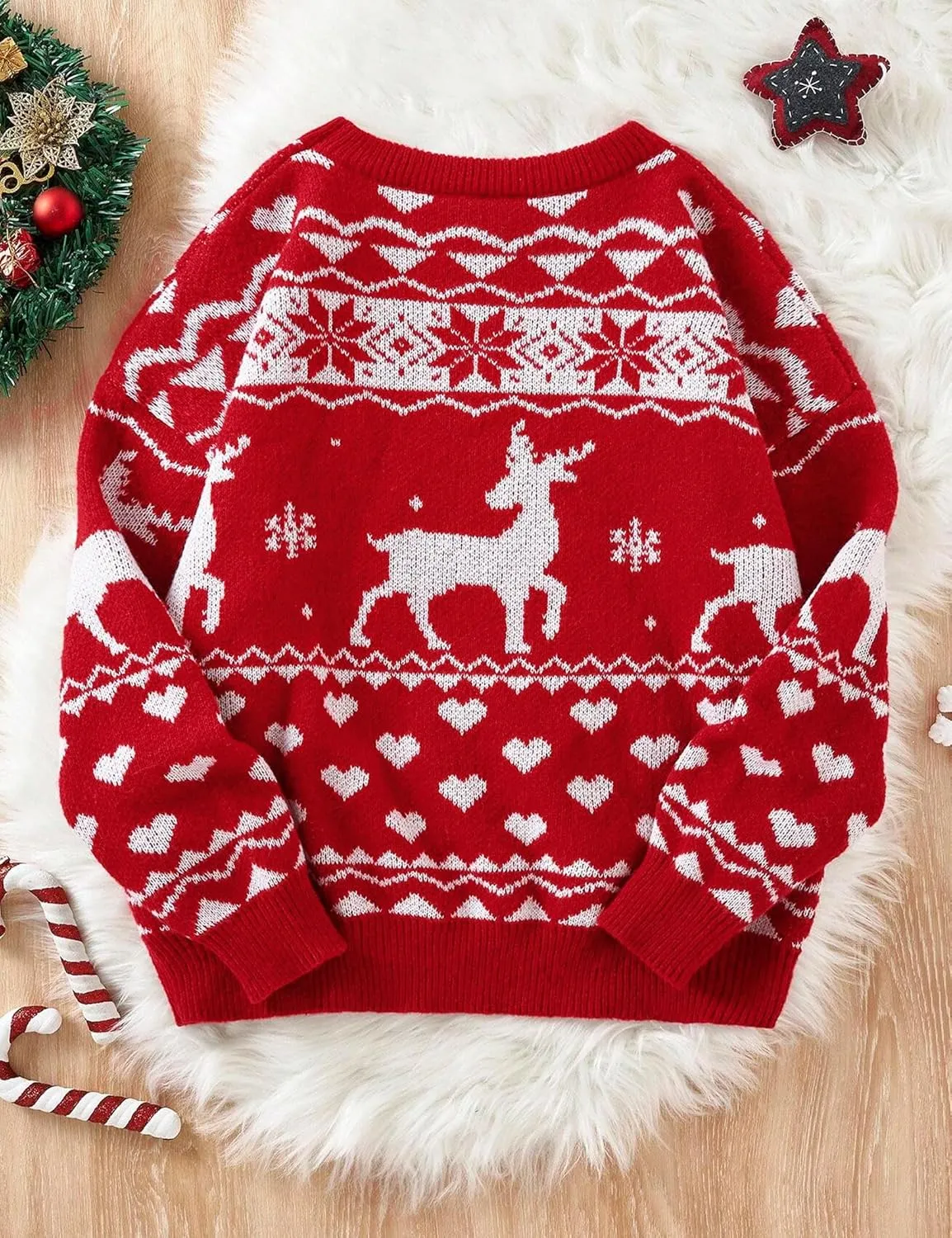 Girl's Sweater Cable Knit Long Sleeves Crew Neck Soft Casual Pullover Sweaters