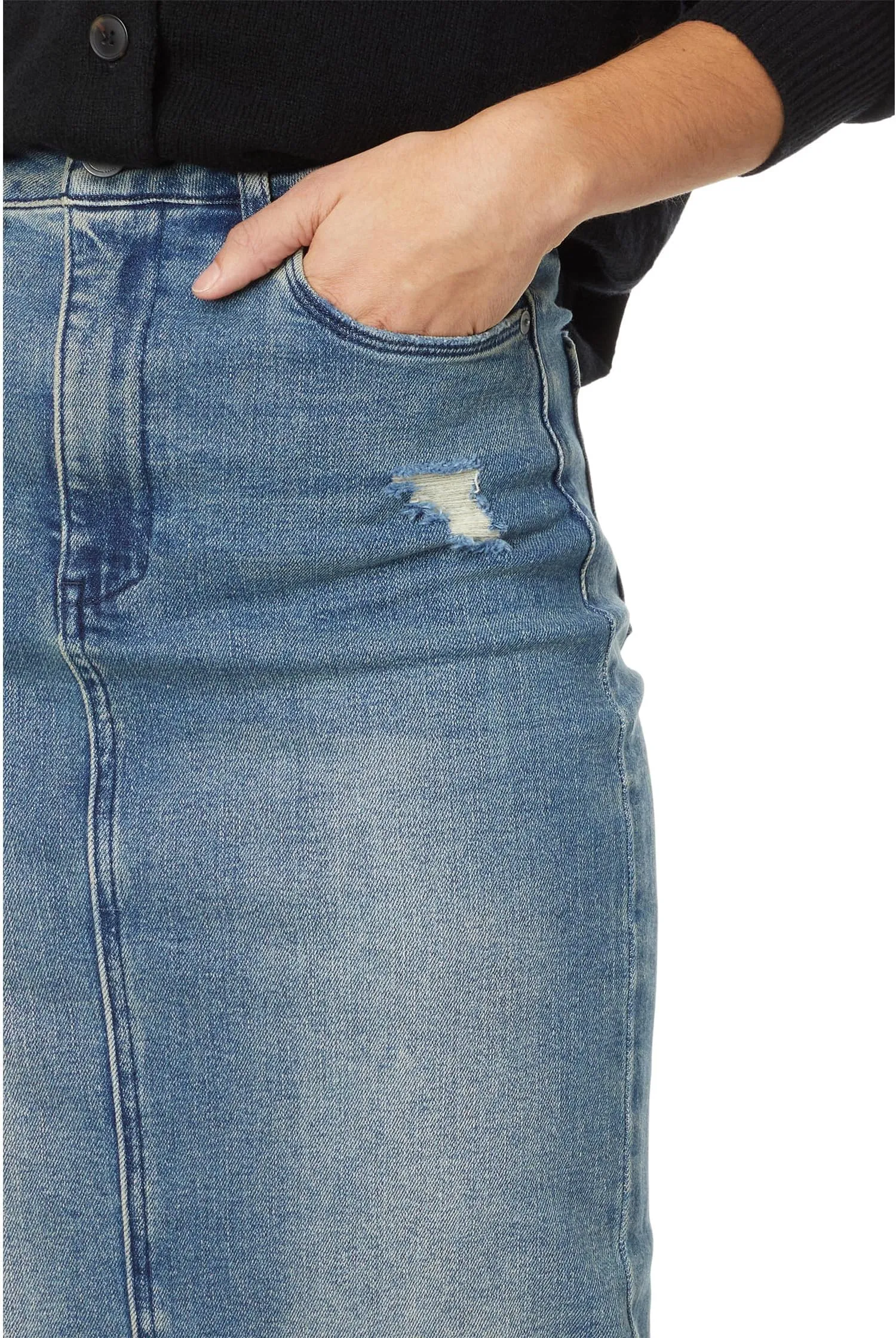 High Street Blank NYC Five Pocket Denim Tube Maxi Skirt in High Street