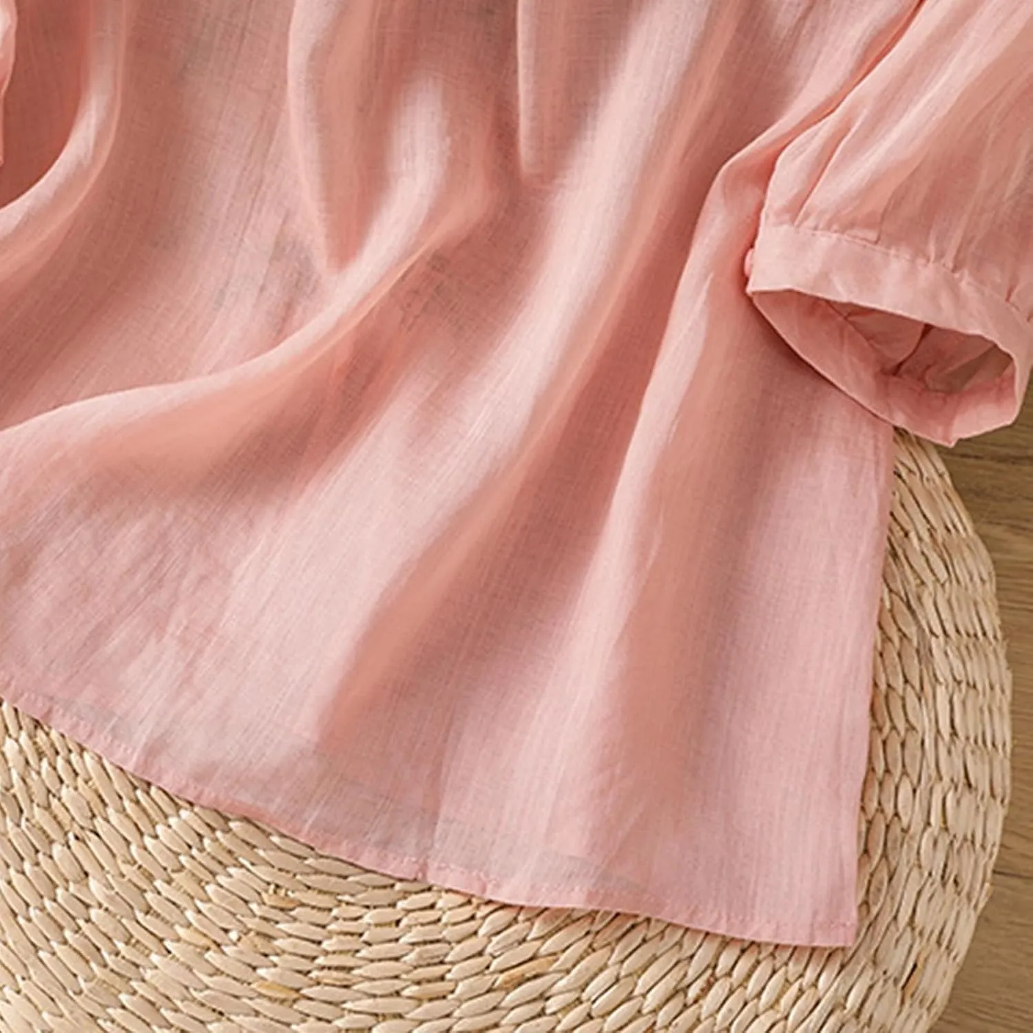 Linen Shirts for Women Summer Cotton Linen Floral Embroidered 3/4 Sleeve Tops Retro Boho Ethnic Peasant Tunic Tshirt