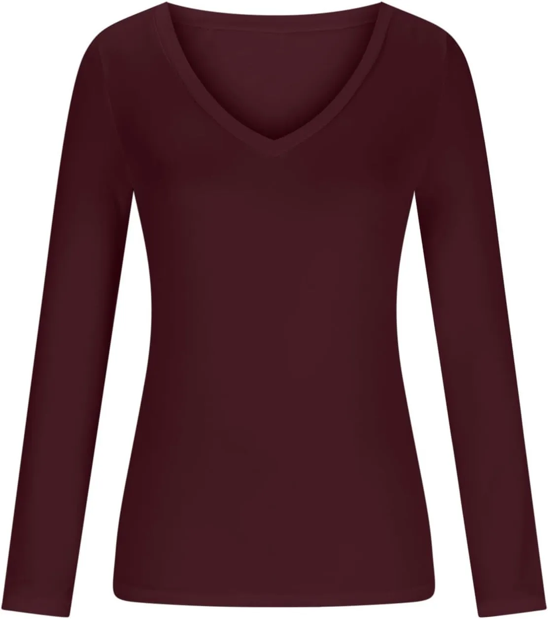Long Sleeve Shirts for Women V Neck Basic Pullover Tops Lightweight Base Layer Slim Fit Top Thermal Undershirt