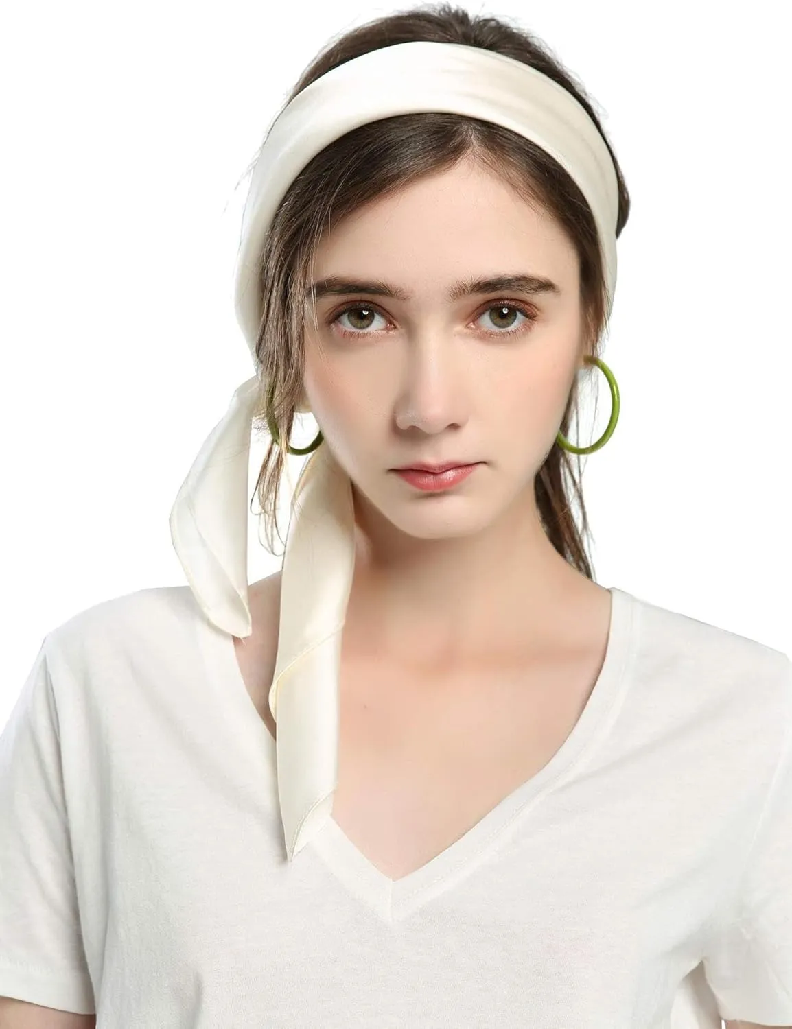 MEANBEAUTY 27.5" Square Silk Like Head Scarf for Women Satin Bandana Head Scarves Neck Scarfs for Hair Wrapping at Night
