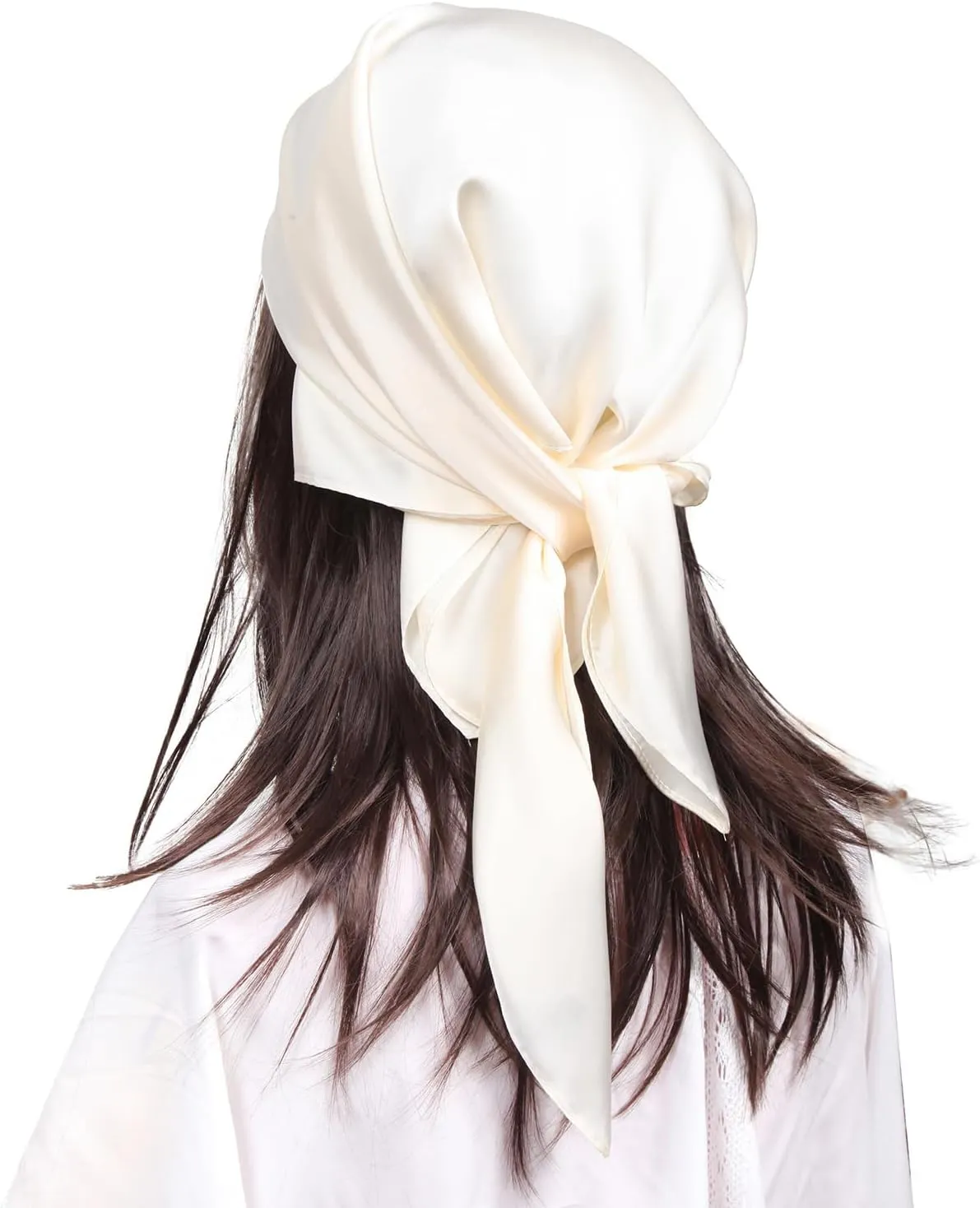 MEANBEAUTY 27.5" Square Silk Like Head Scarf for Women Satin Bandana Head Scarves Neck Scarfs for Hair Wrapping at Night