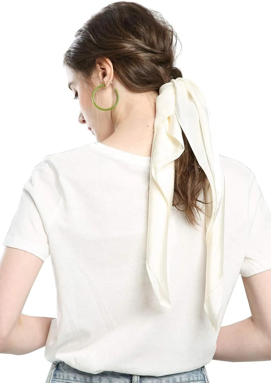MEANBEAUTY 27.5" Square Silk Like Head Scarf for Women Satin Bandana Head Scarves Neck Scarfs for Hair Wrapping at Night
