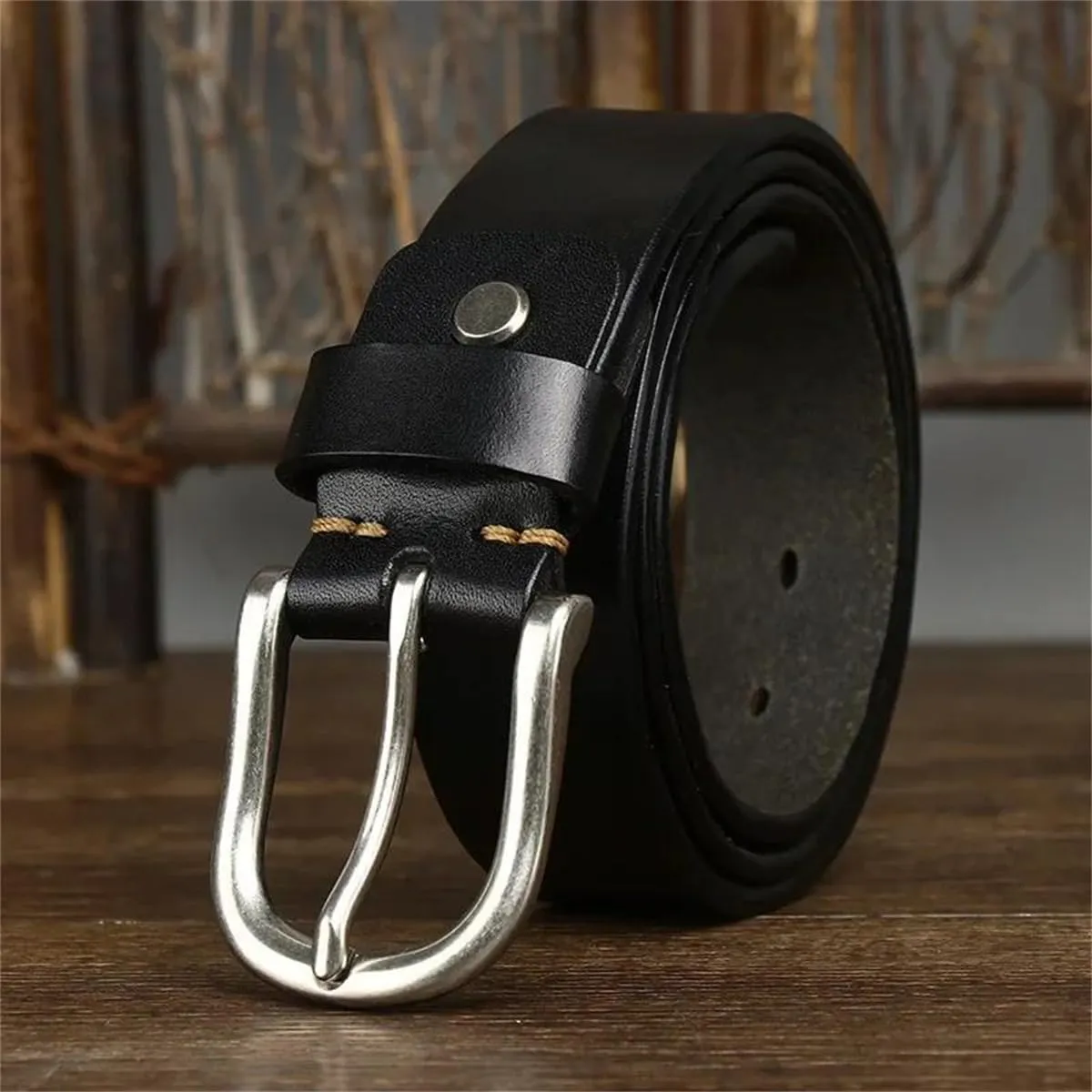Men 3.8CM Thick Cowhide Genuine Leather Casual Jeans Cowboy Belt Pin Buckle Retro Luxury Strap