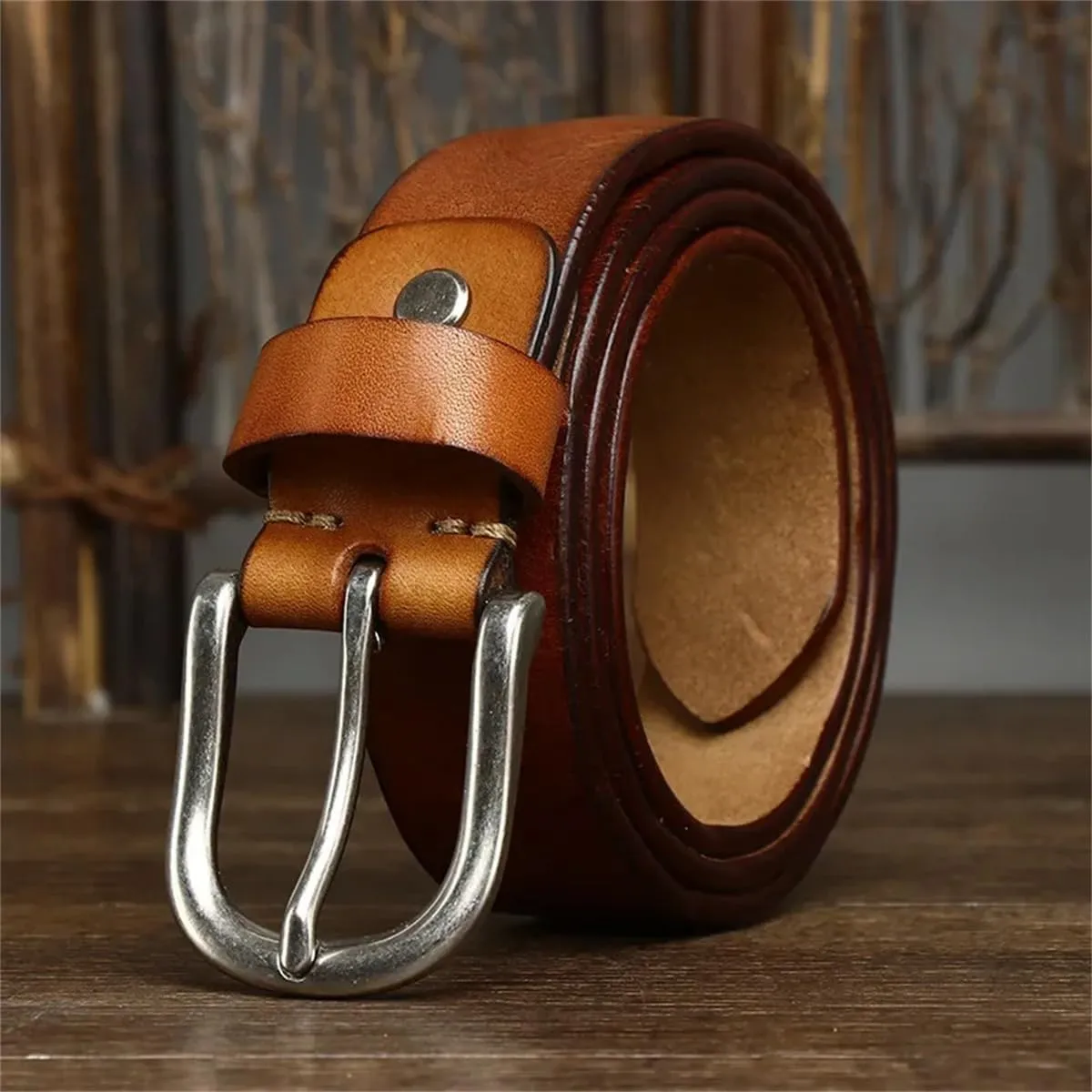 Men 3.8CM Thick Cowhide Genuine Leather Casual Jeans Cowboy Belt Pin Buckle Retro Luxury Strap