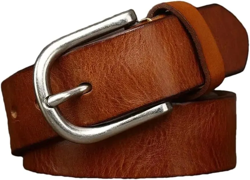 Men 3.8CM Thick Cowhide Genuine Leather Casual Jeans Cowboy Belt Pin Buckle Retro Luxury Strap