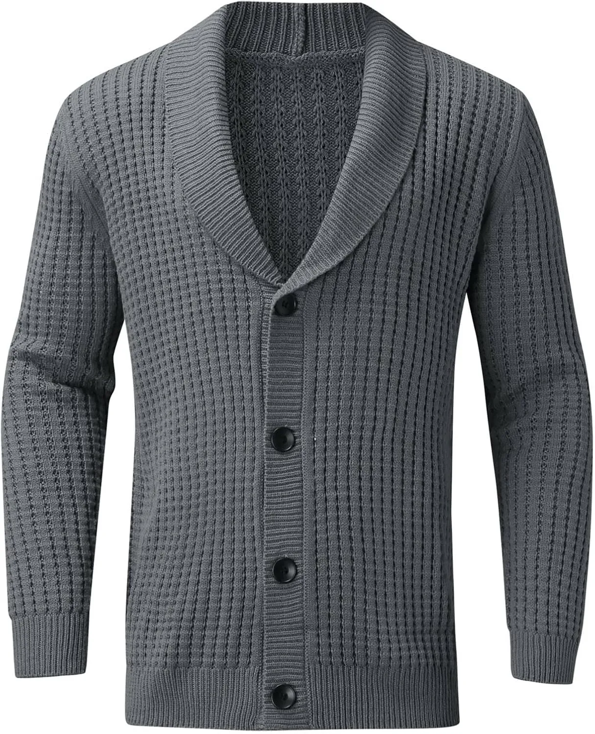Men Shawl Collar Cardigan Sweater Button Down Cable Knitted Sweater Long Sleeve Jumper Slim Fit Knitwear Casual Jacket