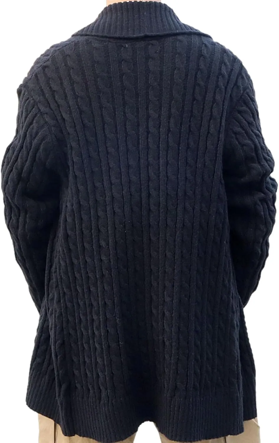 Mens Casual Cardigan Sweaters Long Sleeve Shawl Collar Button Down Cable Knit Sweaters Soft Slim Fit Fall Winter Coats