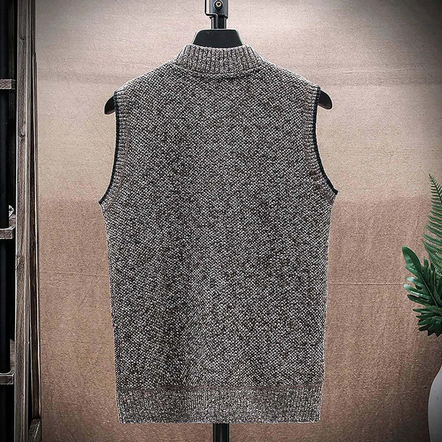 Mens Sweater Vests Zip Up Knitted Trendy Cardigan Sweater V Neck Sleeveless Outwear Comfort Soft Solid Color Jacket