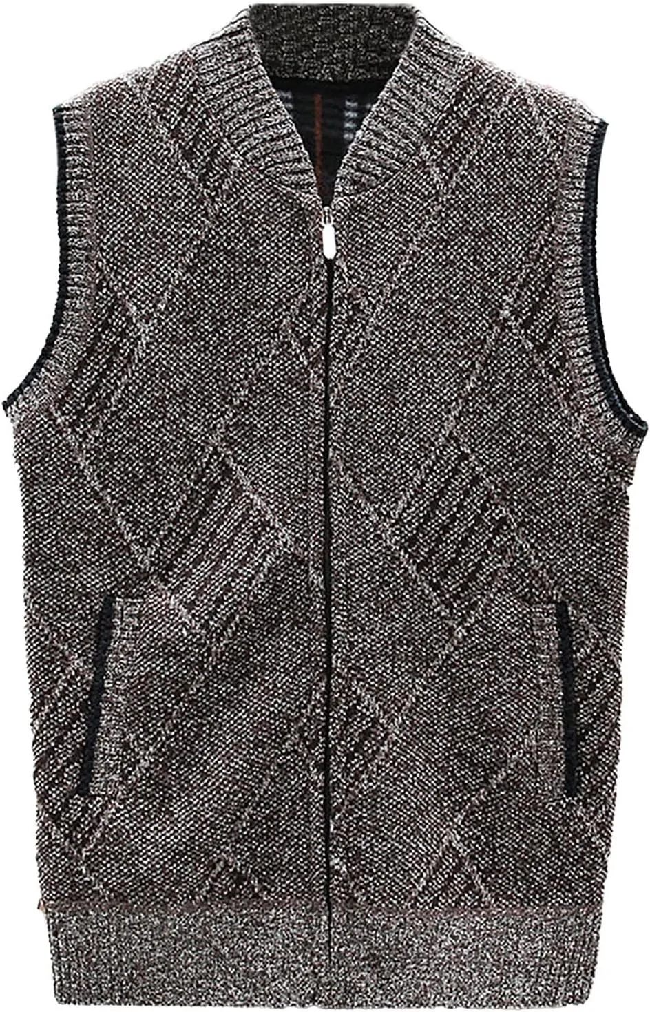 Mens Sweater Vests Zip Up Knitted Trendy Cardigan Sweater V Neck Sleeveless Outwear Comfort Soft Solid Color Jacket