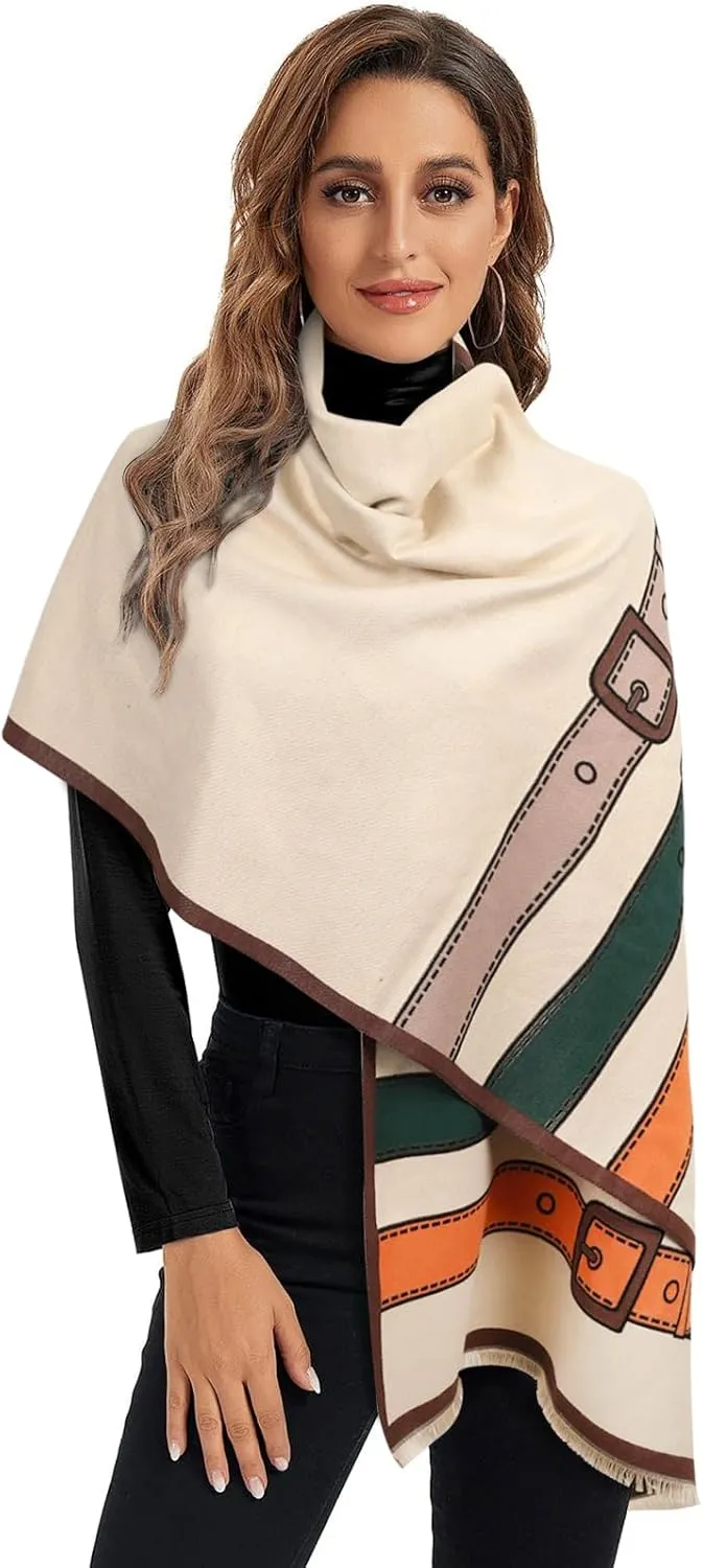 Relang Scarfs for Women Pashmina Silky Shawl Wrap for Evening Dressing Blanket Open Front Poncho Cape