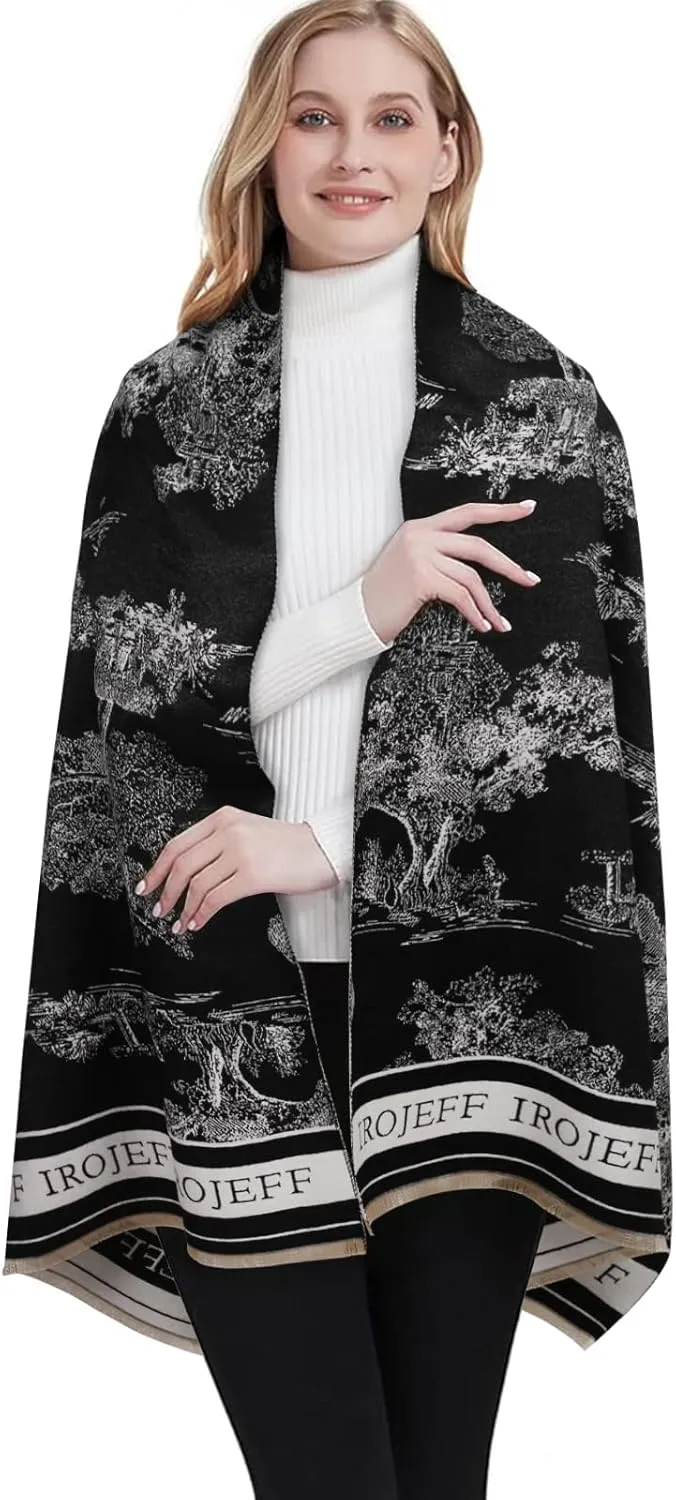 Relang Scarfs for Women Pashmina Silky Shawl Wrap for Evening Dressing Blanket Open Front Poncho Cape