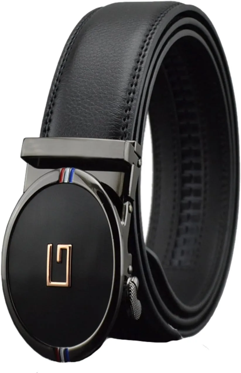 seven wolves Men's Automatic Ratchet Belt Leather Business Casual Style Slide belt