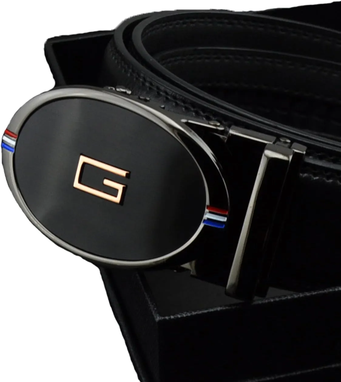 seven wolves Men's Automatic Ratchet Belt Leather Business Casual Style Slide belt