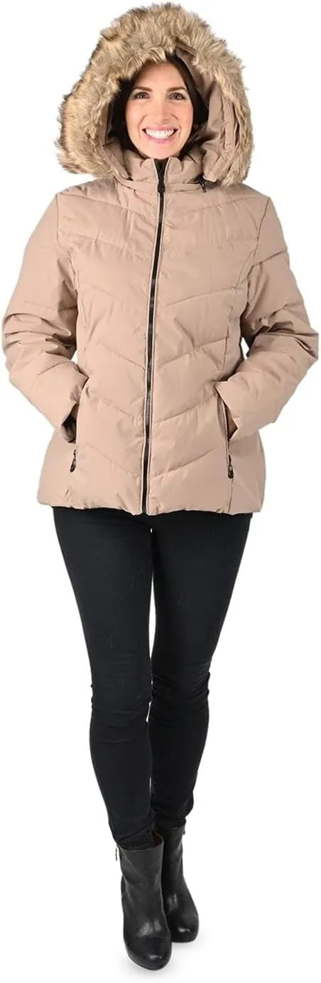 Shop LC Short Vegan Down Puffer Jacket with Zipper Closure Removable Hood