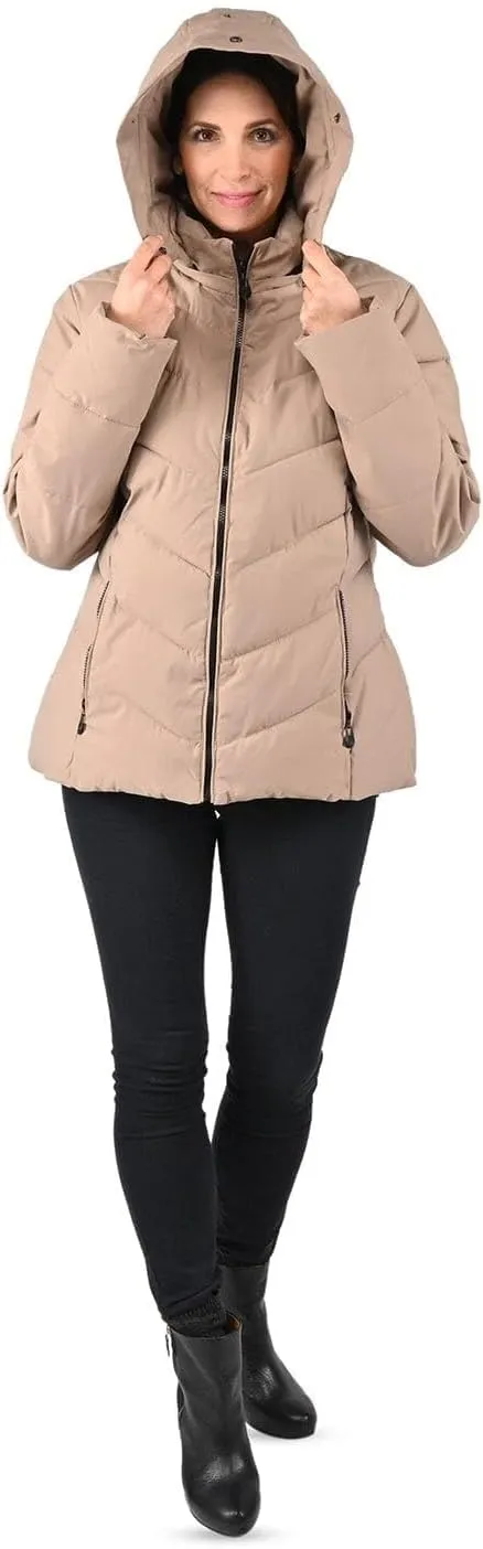Shop LC Short Vegan Down Puffer Jacket with Zipper Closure Removable Hood