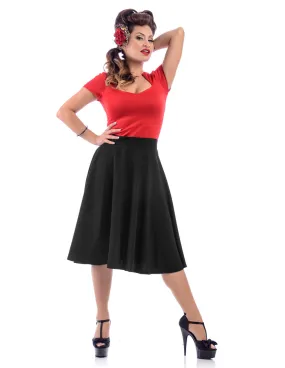 Steady Clothing High Waist Pin-up Office Lady Black Swing Circle Skirt