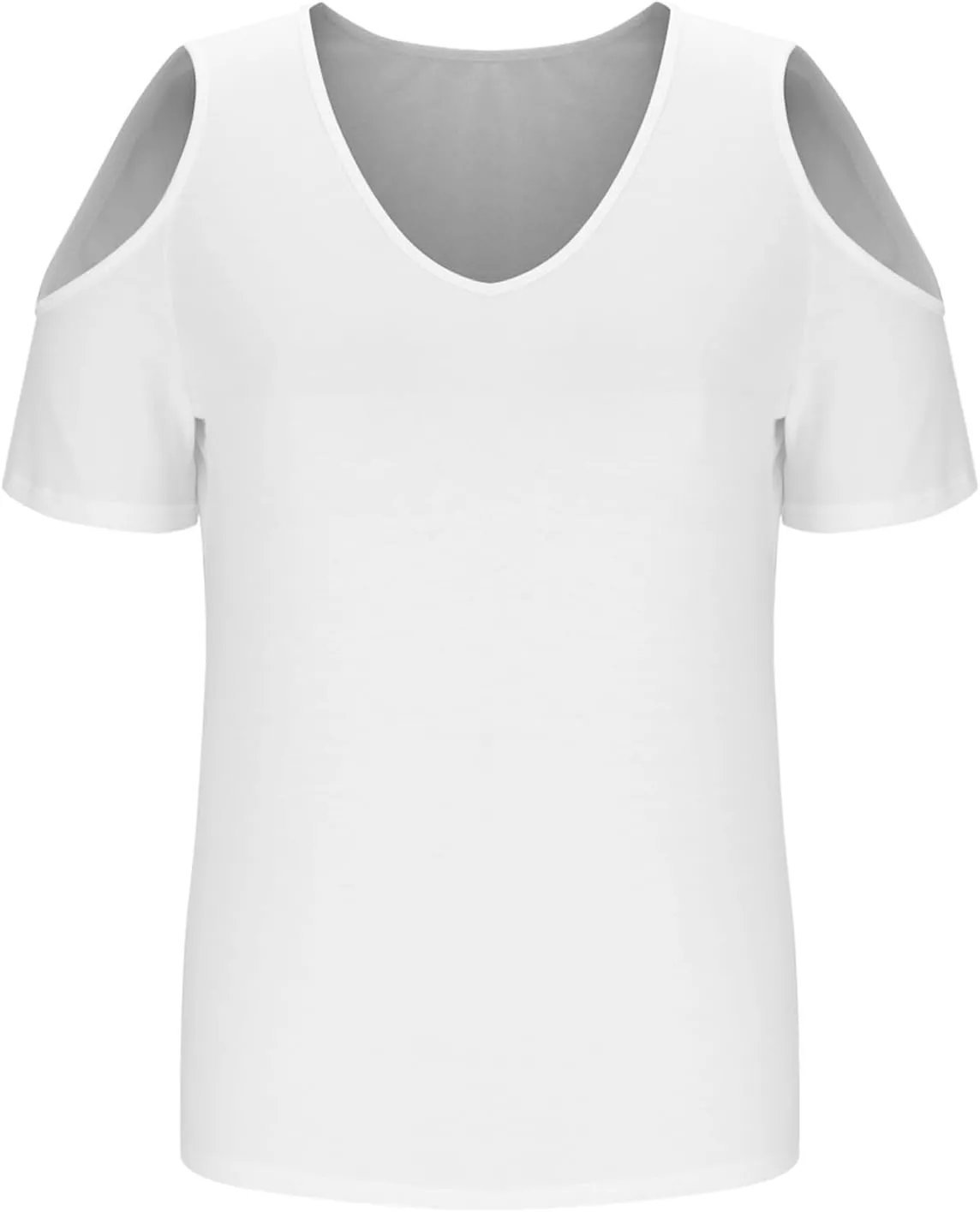 Summer Tunic Tops for Women Sexy Off-The-Shoulder Short Sleeve Shirts Trendy Gradient Color V-Neck Pullover Blouse