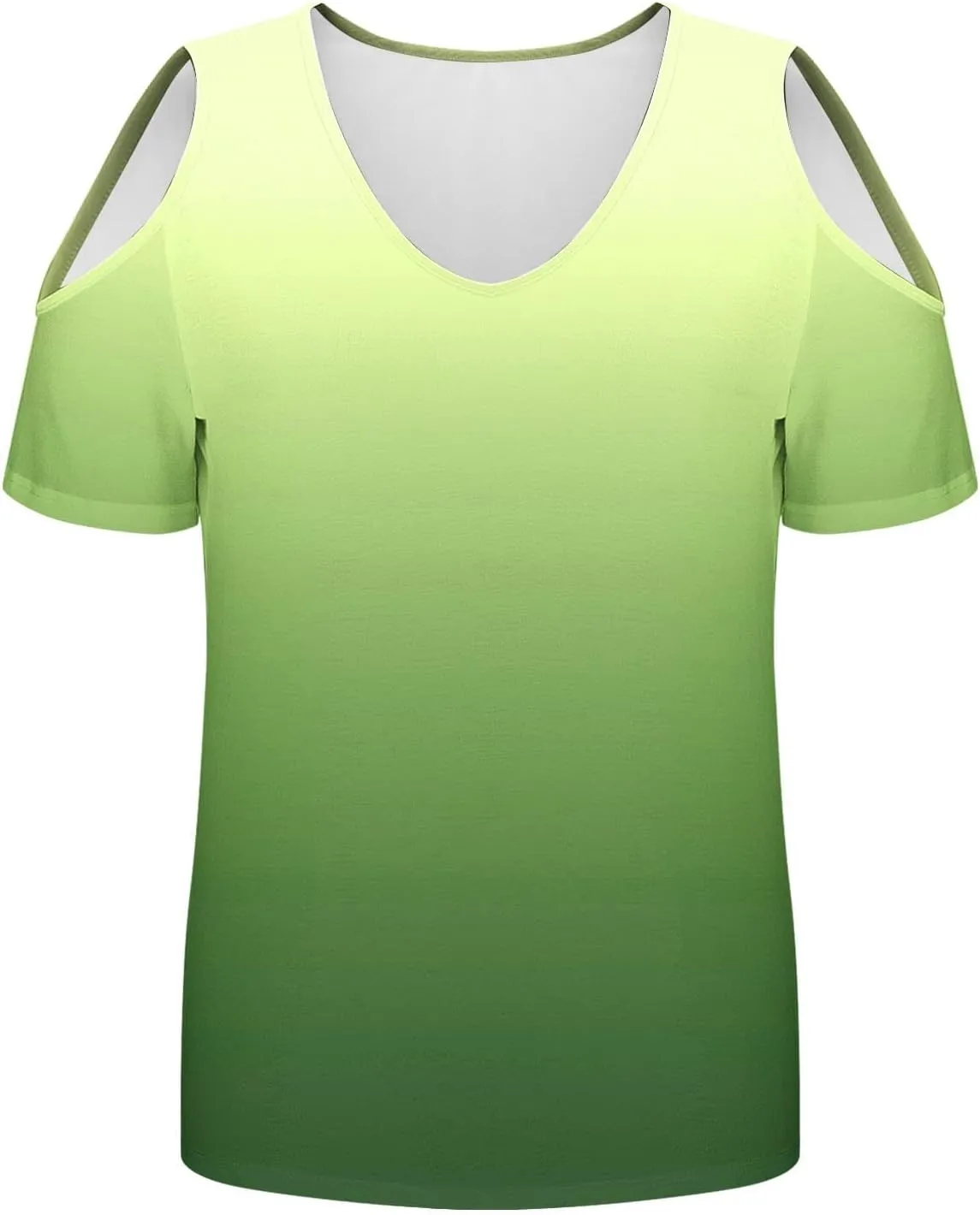 Summer Tunic Tops for Women Sexy Off-The-Shoulder Short Sleeve Shirts Trendy Gradient Color V-Neck Pullover Blouse