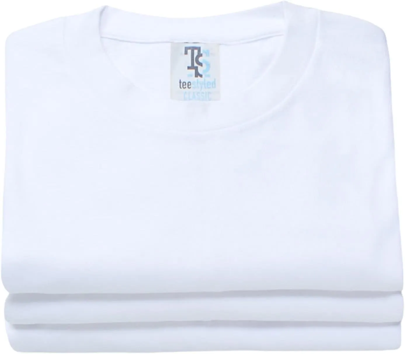 Tee Styled 3-Pack 6 Oz. Luxury T-Shirts for Men | Premium Cotton Tees | Durable Plain Shirts | Comfortable Multipack