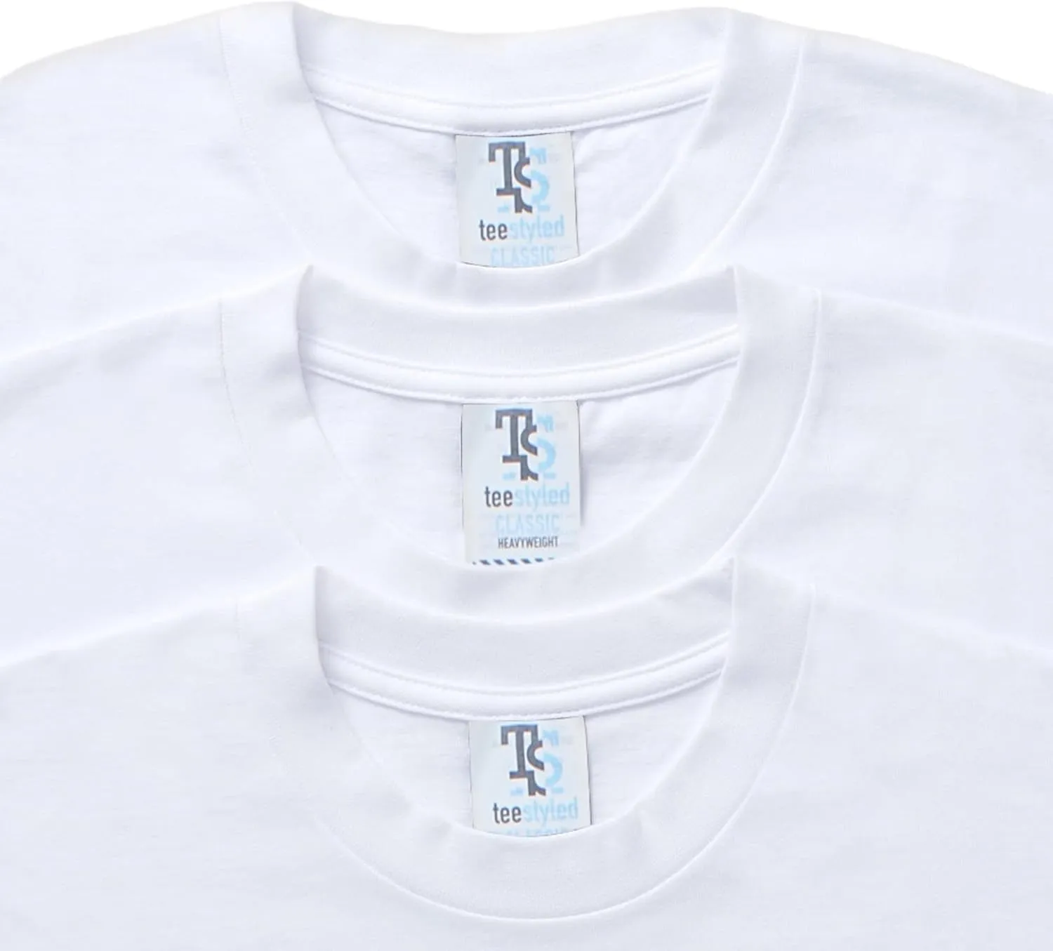 Tee Styled 3-Pack 6 Oz. Luxury T-Shirts for Men | Premium Cotton Tees | Durable Plain Shirts | Comfortable Multipack