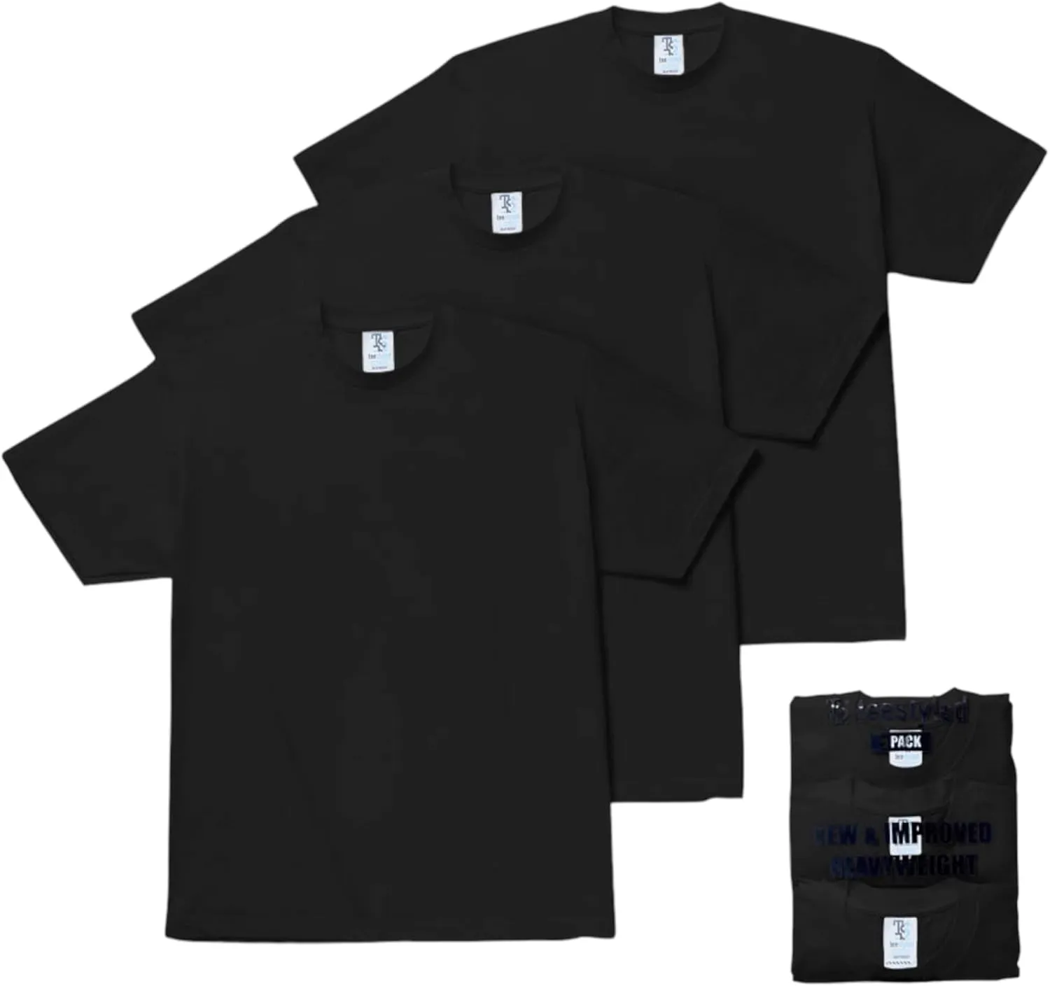 Tee Styled 3-Pack 6 Oz. Luxury T-Shirts for Men | Premium Cotton Tees | Durable Plain Shirts | Comfortable Multipack