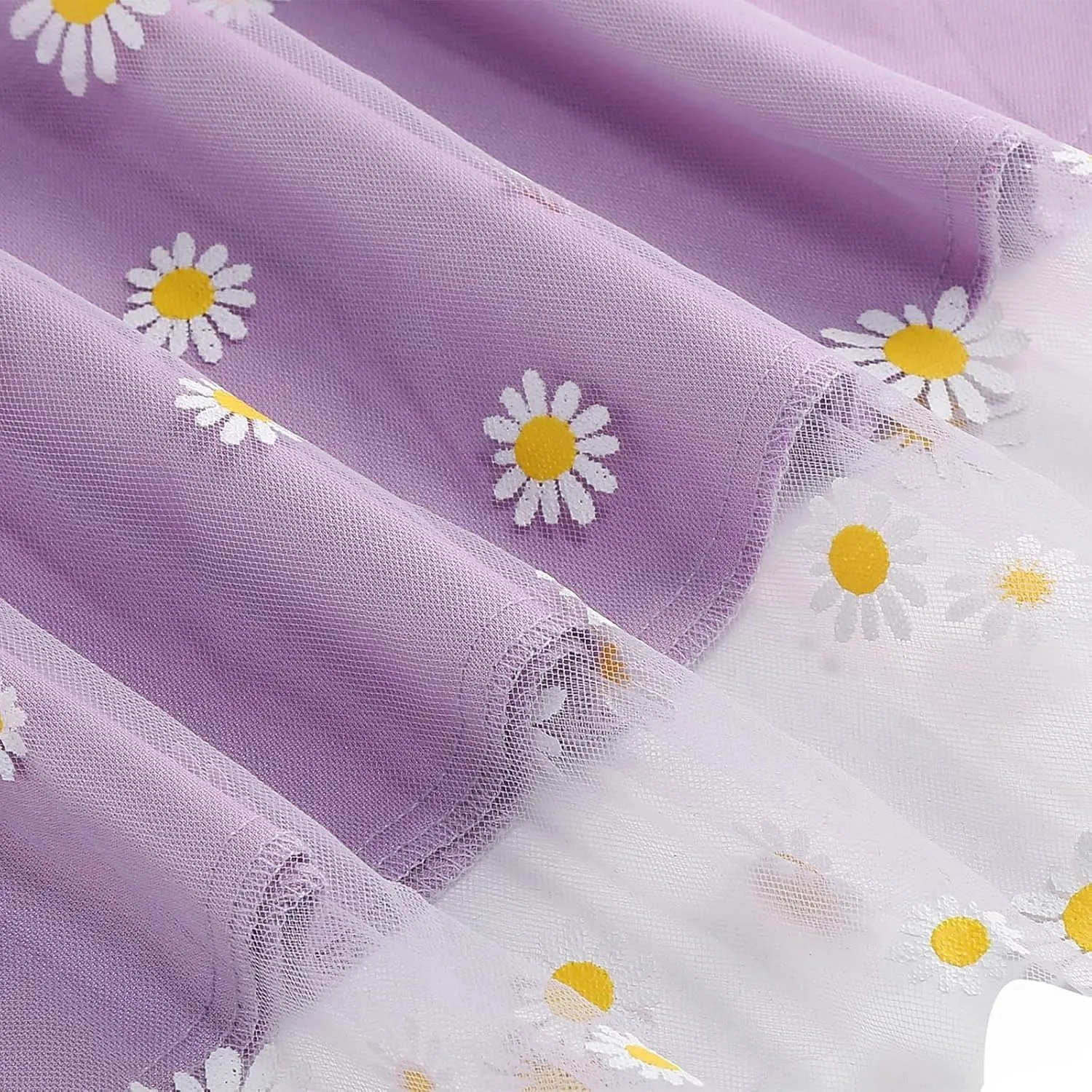 Women Daisy Embroidered Skirts Floral Mesh Casual Elastic High Waist Long Skirts Flower Swing A Line Skirts 2025