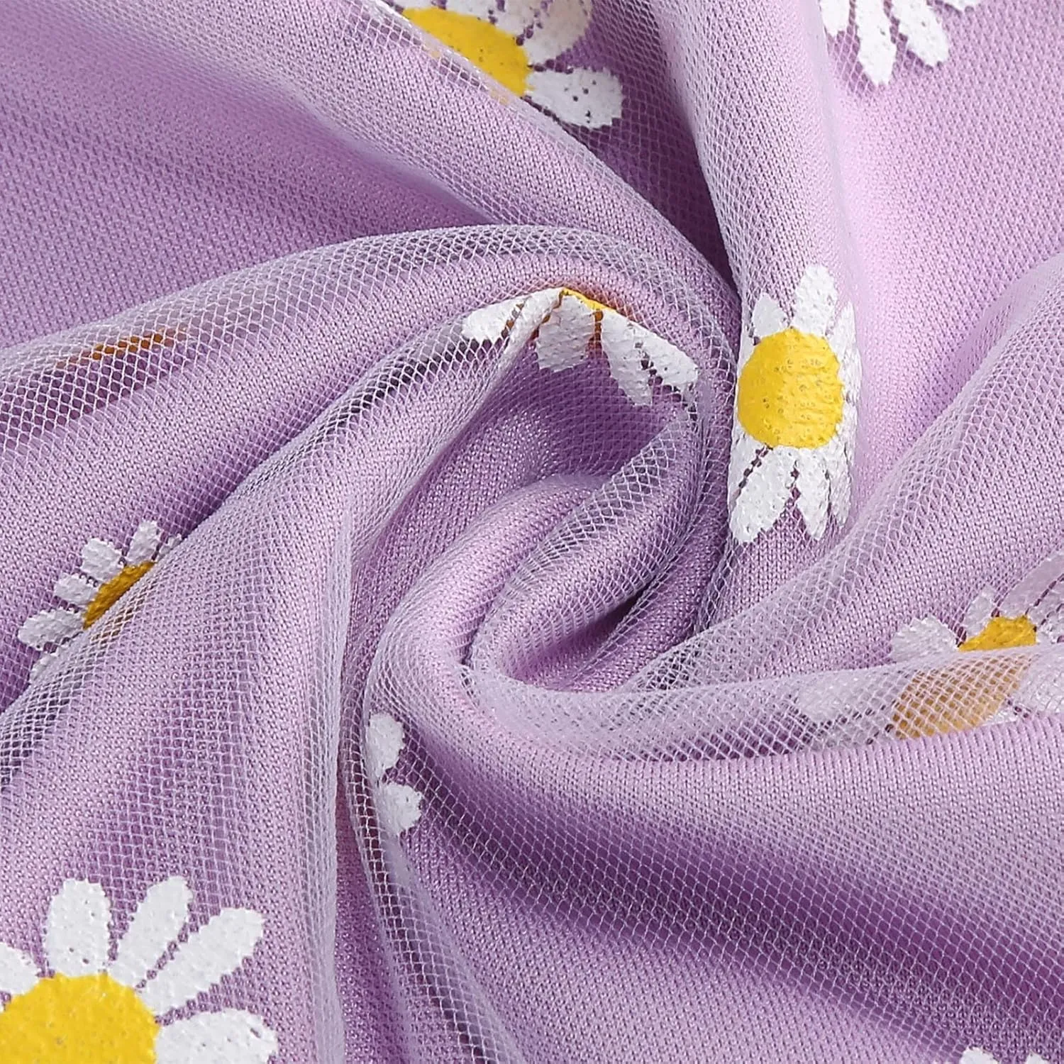 Women Daisy Embroidered Skirts Floral Mesh Casual Elastic High Waist Long Skirts Flower Swing A Line Skirts 2025