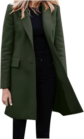Women Long Blazer Oversize Lapel Long Sleeve Trendy Suit Jackets One Button Loose Fit 2024 Winter Business Dressy Coats