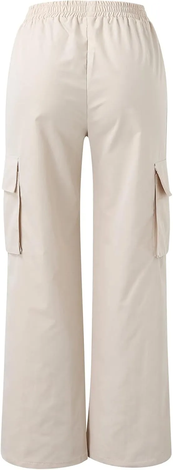 Women's Belt Less High Waisted Wide Leg Trousers Straight Leg Relaxed Style Trousers Casual Trousers Yoga Work