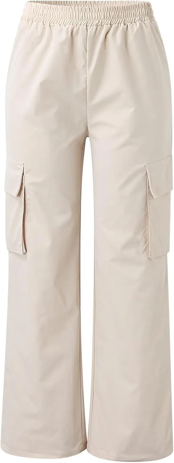 Women's Belt Less High Waisted Wide Leg Trousers Straight Leg Relaxed Style Trousers Casual Trousers Yoga Work