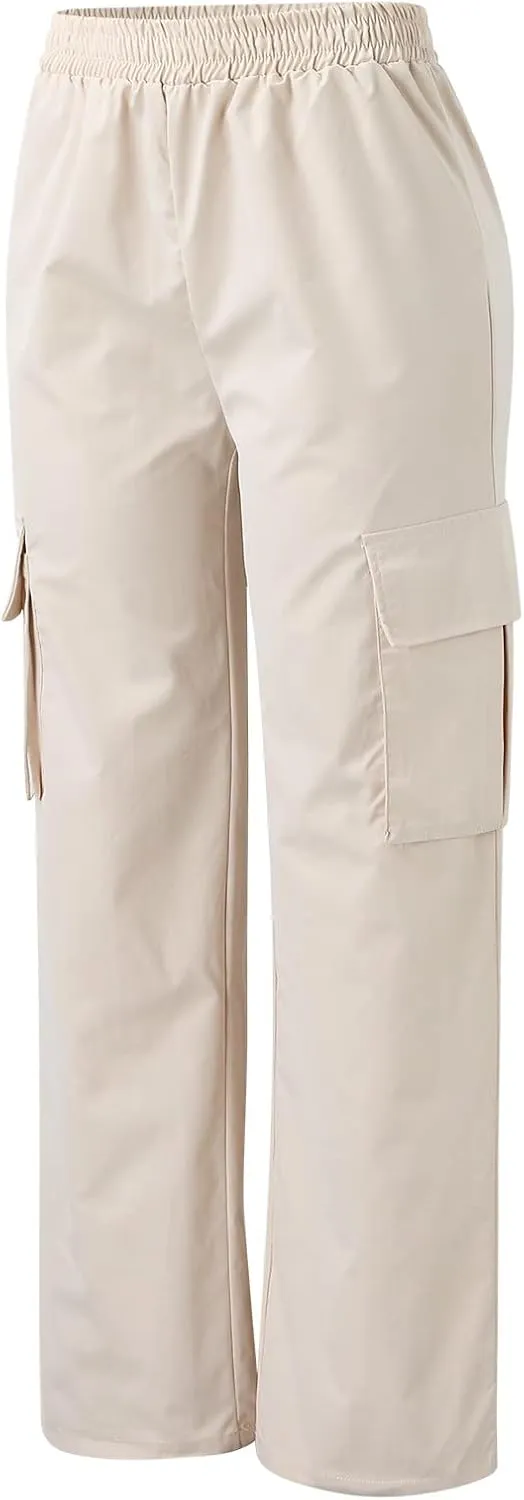 Women's Belt Less High Waisted Wide Leg Trousers Straight Leg Relaxed Style Trousers Casual Trousers Yoga Work