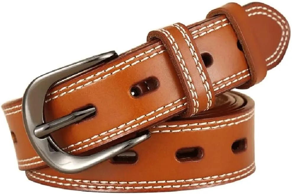 Womens Belt Skinny Leather Solid Color Pin Buckle Simple Waist for Girls Ladies Jeans
