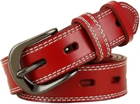 Womens Belt Skinny Leather Solid Color Pin Buckle Simple Waist for Girls Ladies Jeans