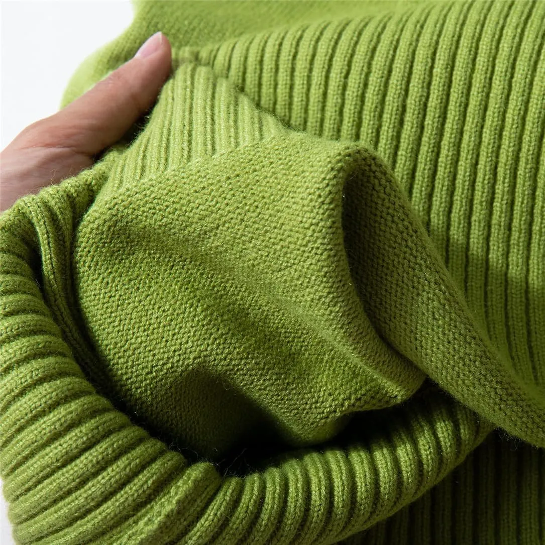 Women's Casual Turtleneck Oversize Sweater Soft Thick Warm Knitted Basic Pullover Sweaters