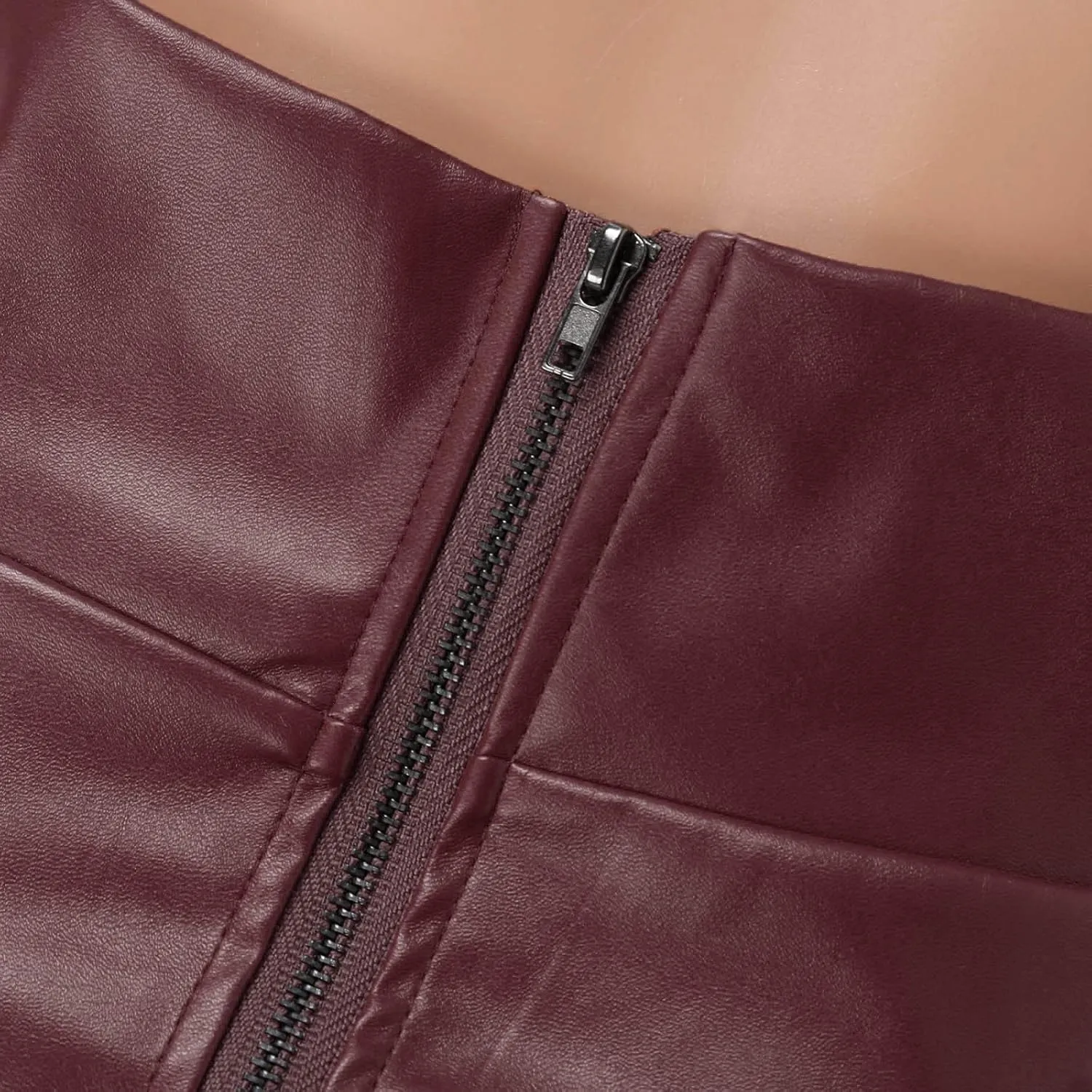 Womens Maxi Skirt Long Tummy Control High Elastic Waist PU Leather Trendy High Split Skirts for Party Fashion Clubwear