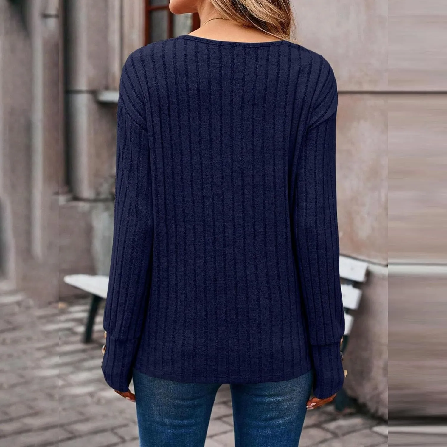 Womens Soft Long Sleeve V Neck Shirts Knitted Pullover Tunics Tops Casual Fall Lightweight Cozy Sweaters 2024