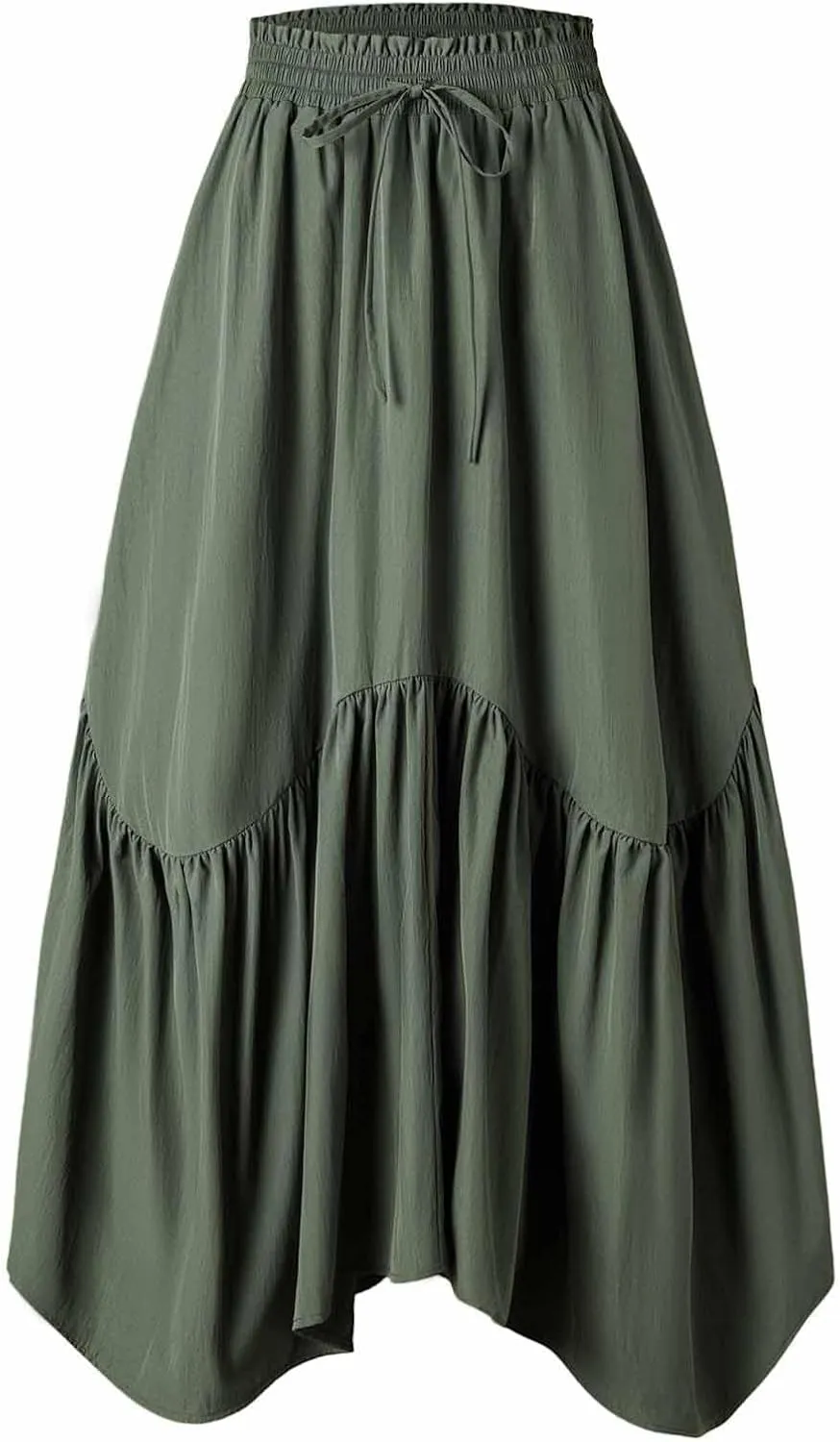 Xiaojmake Women Flowy Midi Skirt Summer Pleated High Waisted A Line Tiered Beach Maxi Skirts High Waist Boho Long Skirt